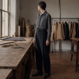 Bloomsbury classic-collar tailored shirt — Tailored Shirts by CROWN TAILORING. worn by a model.