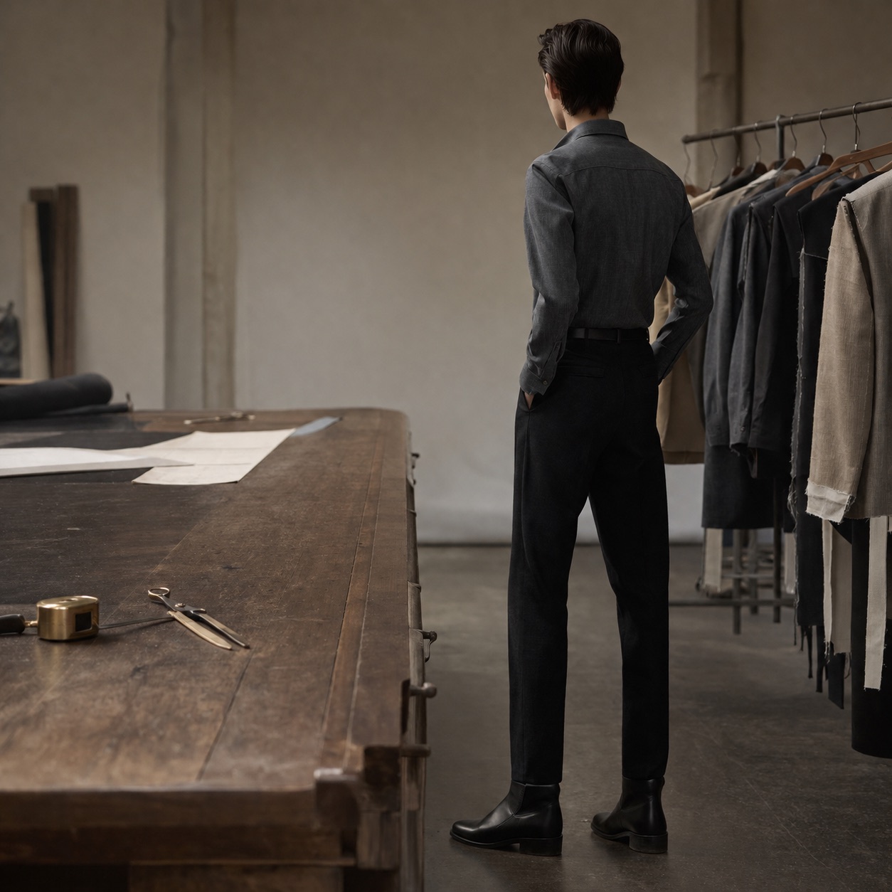 Bloomsbury classic-collar tailored shirt — Tailored Shirts by CROWN TAILORING. worn by a model, side view.