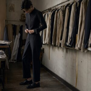 Pimlico pleated-bib evening shirt — Tailored Shirts by CROWN TAILORING. worn by a model.