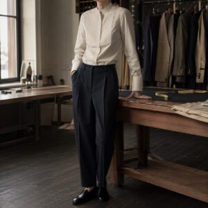 Dartmoor pleated-bib evening shirt — Tailored Shirts by CROWN TAILORING. worn by a model.