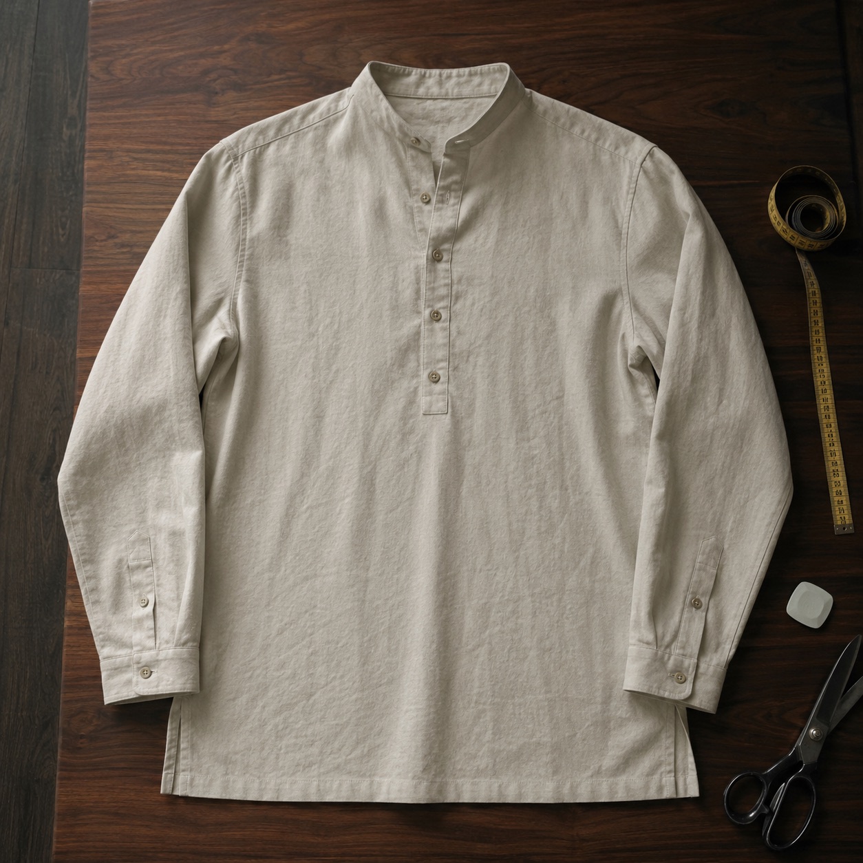 Blackthorn grandad-collar tailored shirt — Tailored Shirts by CROWN TAILORING. product photograph on a white background.