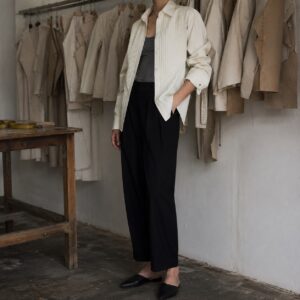 Bracken pleated-bib evening shirt — Tailored Shirts by CROWN TAILORING. worn by a model.