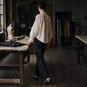 Dartmoor pleated-bib evening shirt — Tailored Shirts by CROWN TAILORING. worn by a model.