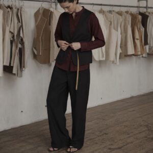 Holborn grandad-collar tailored shirt — Tailored Shirts by CROWN TAILORING. worn by a model.