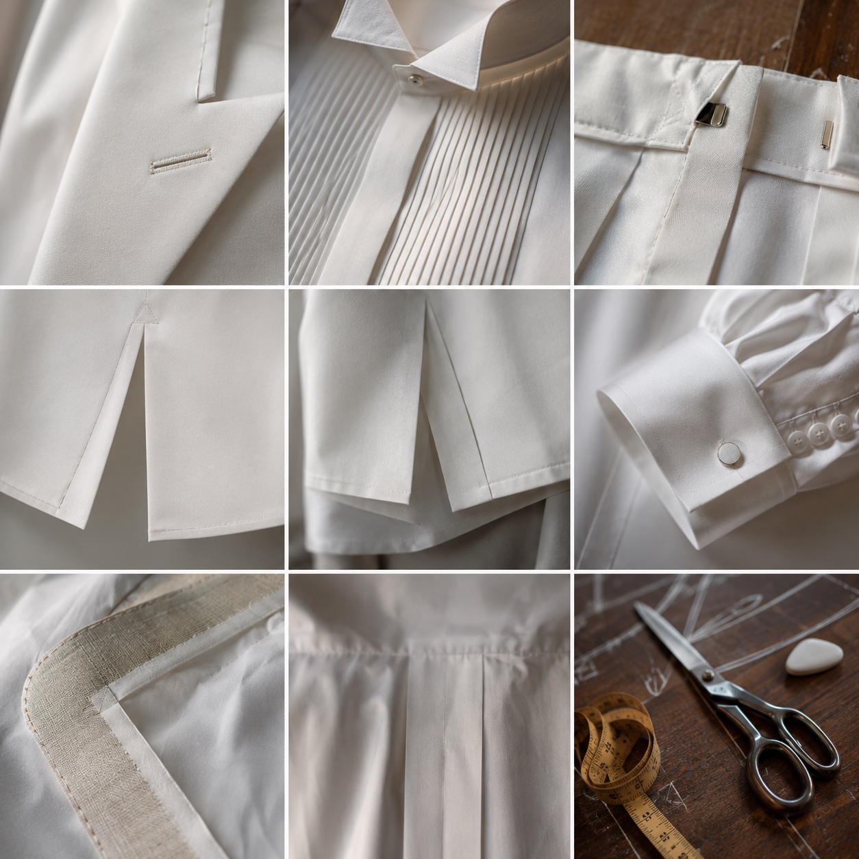 Kestrel pleated-bib evening shirt — Tailored Shirts by CROWN TAILORING. close detail of the fabric and finish.