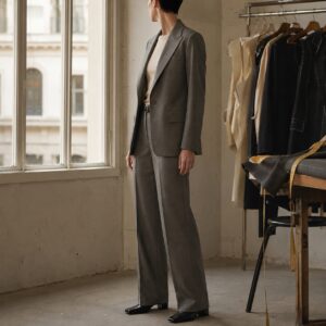 Larkspur single-breasted suit jacket — Suit Jackets by CROWN TAILORING. worn by a model.