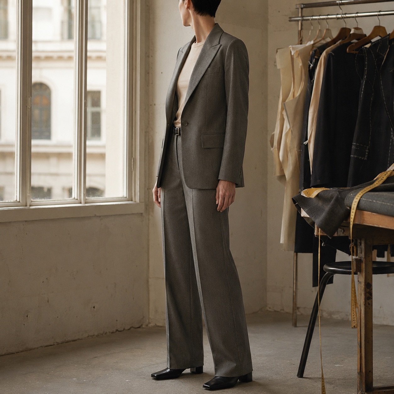 Larkspur single-breasted suit jacket — Suit Jackets by CROWN TAILORING. worn by a model.