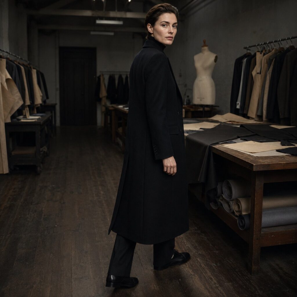Marchmont long-line tailored coat jacket — Suit Jackets by CROWN TAILORING. shown worn.