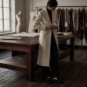 Thornbury long-line tailored coat jacket — Suit Jackets by CROWN TAILORING. worn by a model.