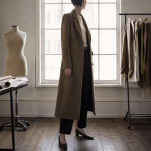 Bracken long-line tailored coat jacket — Suit Jackets by CROWN TAILORING. worn by a model.