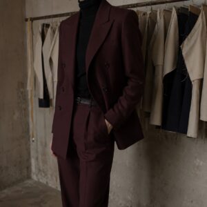 Marylebone double-breasted suit jacket — Suit Jackets by CROWN TAILORING. worn by a model.