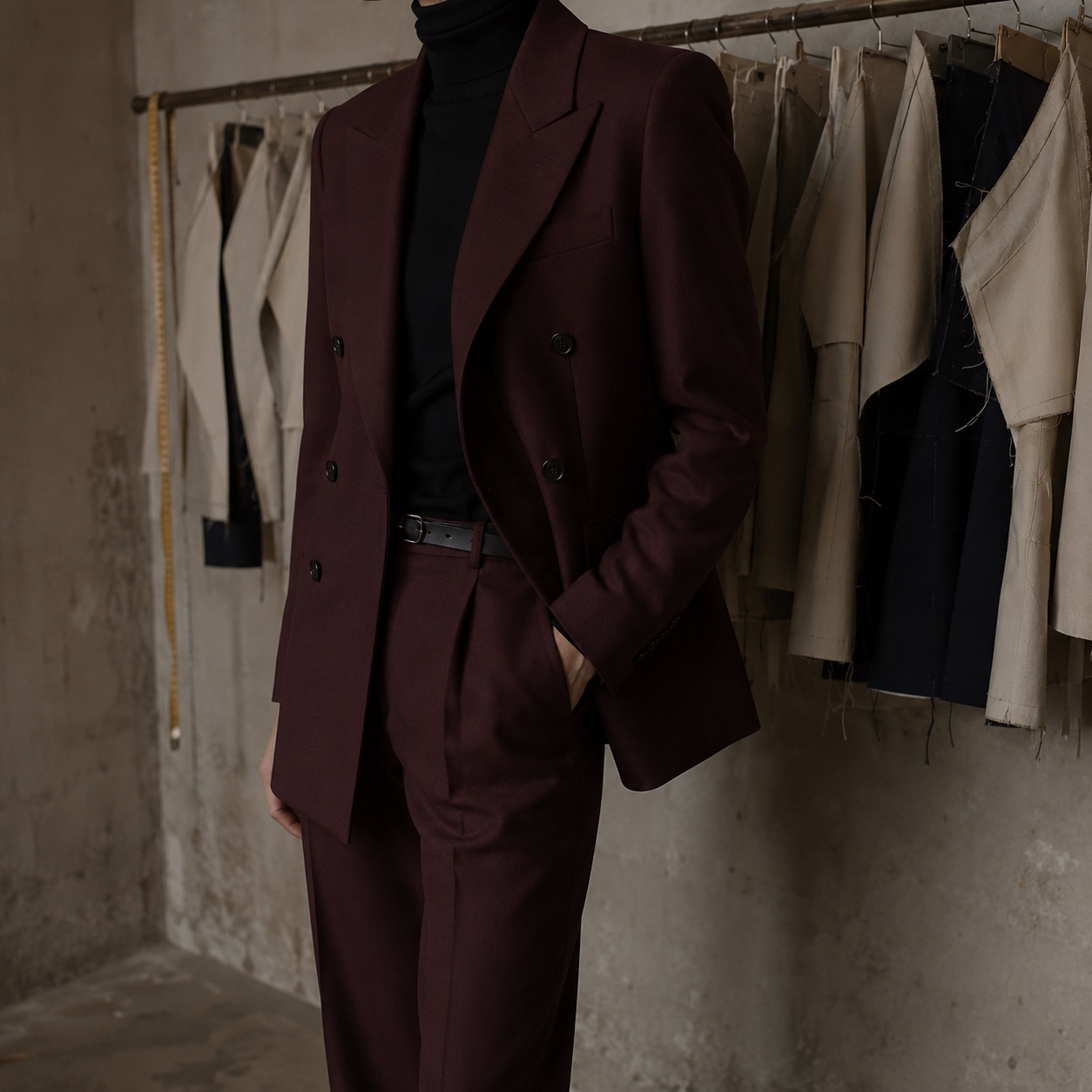 Marylebone double-breasted suit jacket — Suit Jackets by CROWN TAILORING. worn by a model.