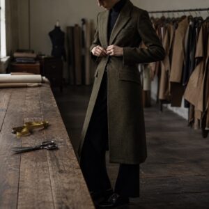Fitzrovia long-line tailored coat jacket — Suit Jackets by CROWN TAILORING. worn by a model.