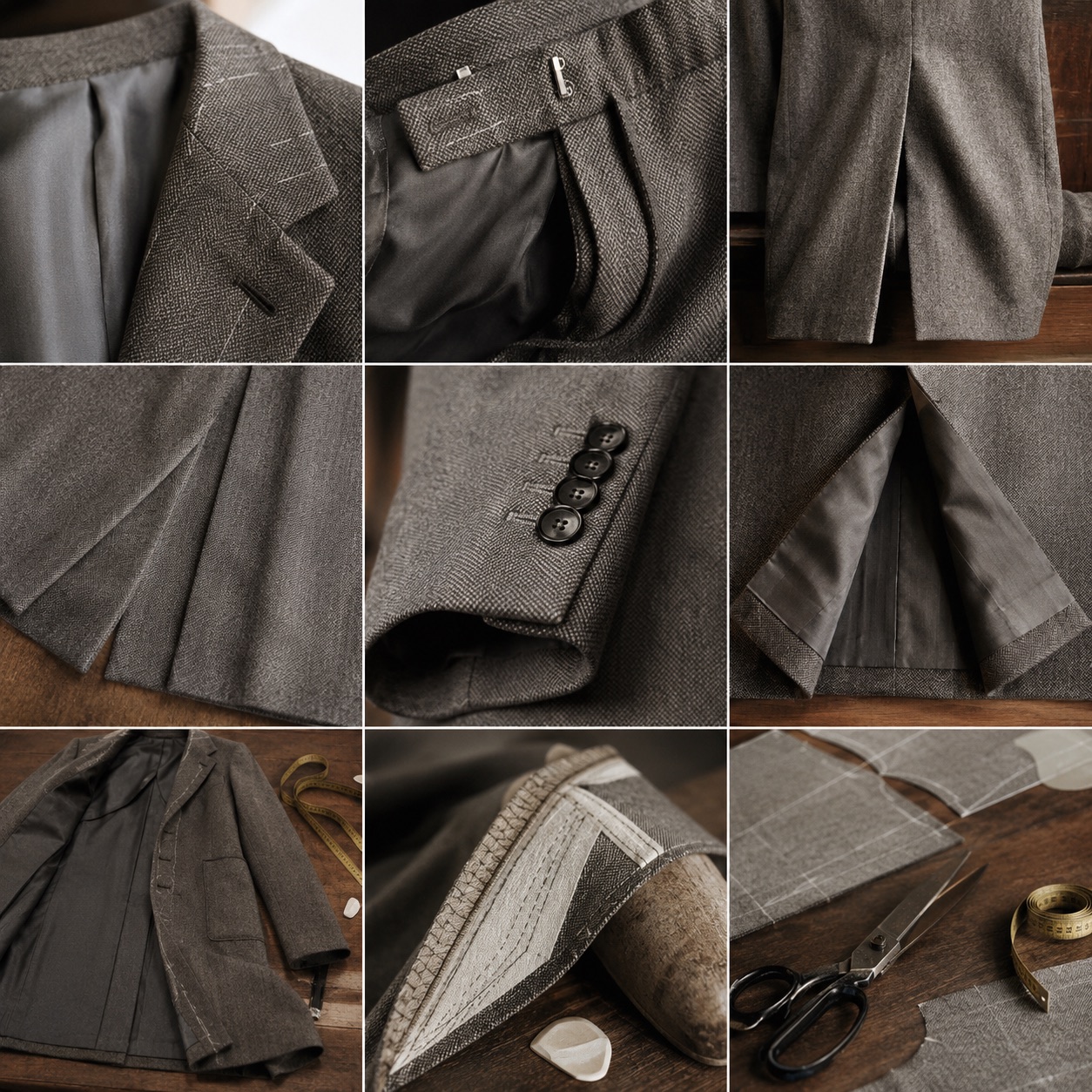 Holborn long-line tailored coat jacket — Suit Jackets by CROWN TAILORING. close detail of the fabric and finish.