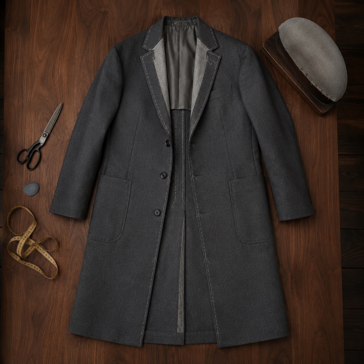Holborn long-line tailored coat jacket — Suit Jackets by CROWN TAILORING. product photograph on a white background.