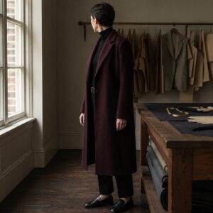 Holborn long-line tailored coat jacket — Suit Jackets by CROWN TAILORING. worn by a model.
