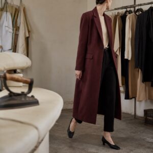 Severn long-line tailored coat jacket — Suit Jackets by CROWN TAILORING. worn by a model.