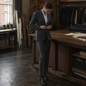 Bloomsbury single-breasted suit jacket — Suit Jackets by CROWN TAILORING. worn by a model.