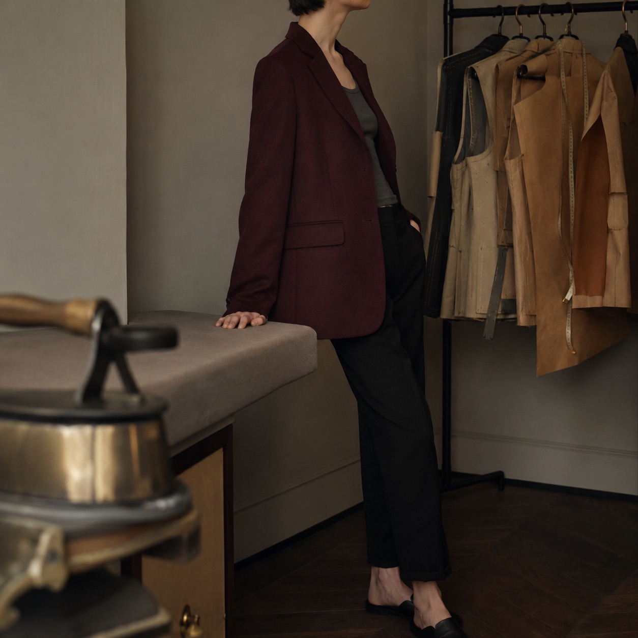 Pimlico single-breasted suit jacket — Suit Jackets by CROWN TAILORING. worn by a model, side view.