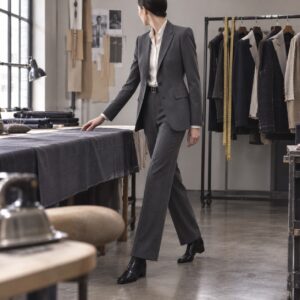 Larkspur single-breasted suit jacket — Suit Jackets by CROWN TAILORING. worn by a model.