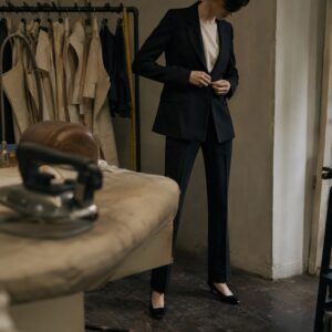 Hawthorn double-breasted suit jacket — Suit Jackets by CROWN TAILORING. worn by a model.