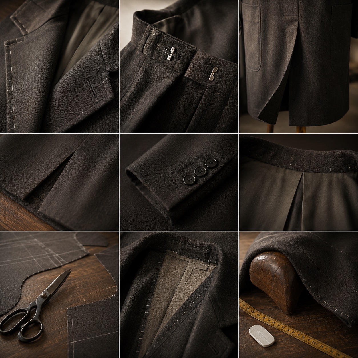 Thornbury long-line tailored coat jacket — Suit Jackets by CROWN TAILORING. close detail of the fabric and finish.