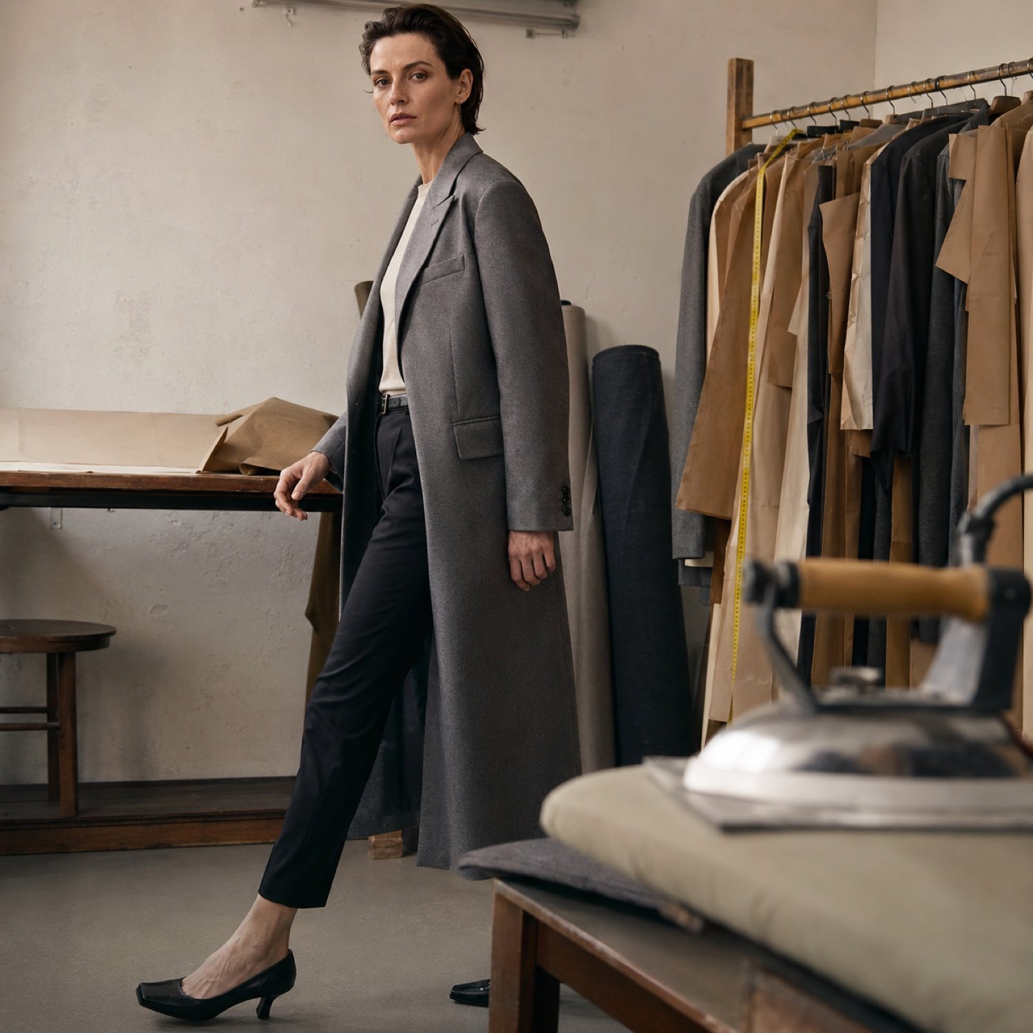 Yarrow long-line tailored coat jacket — Suit Jackets by CROWN TAILORING. shown worn.