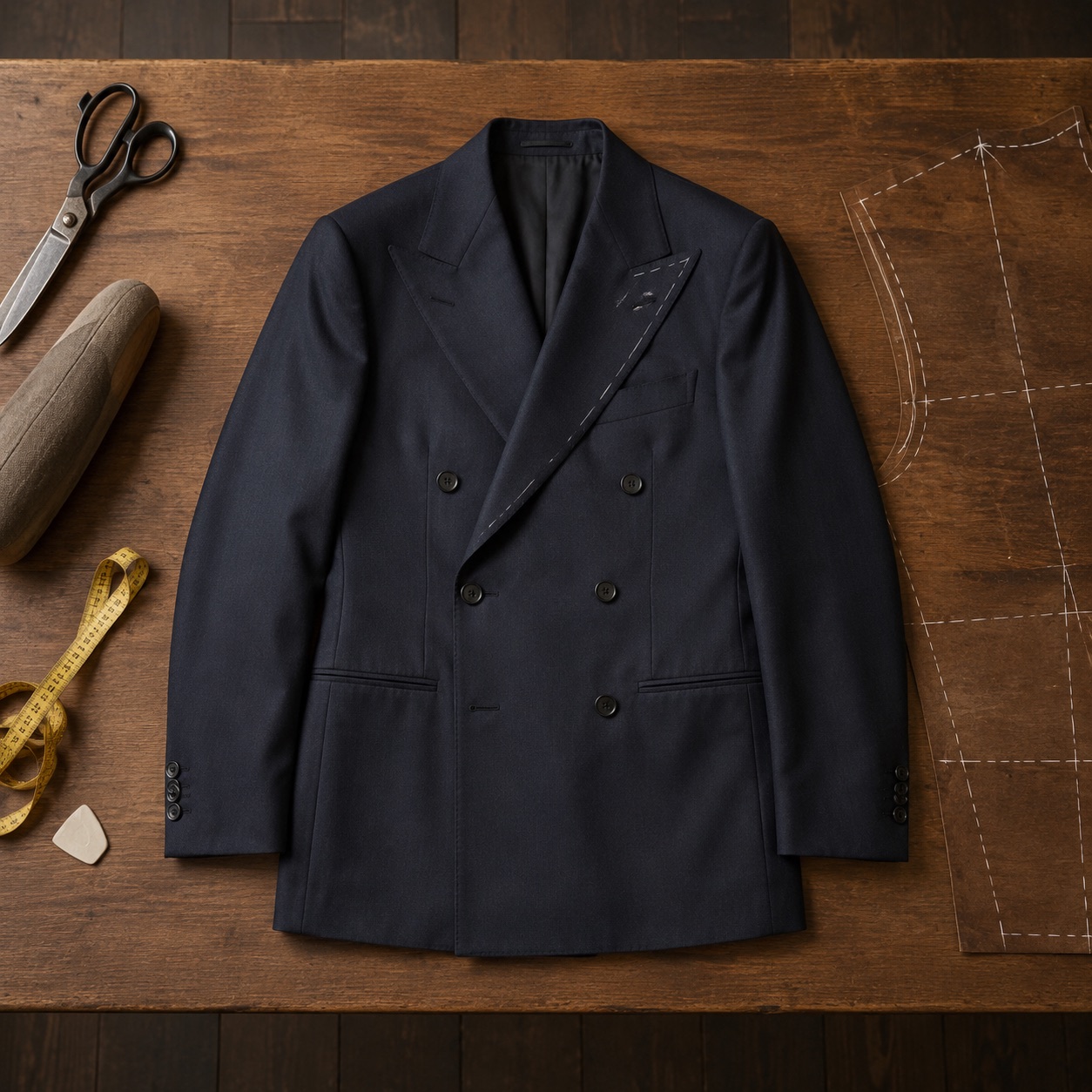 Cotswold double-breasted suit jacket — Suit Jackets by CROWN TAILORING. product photograph on a white background.
