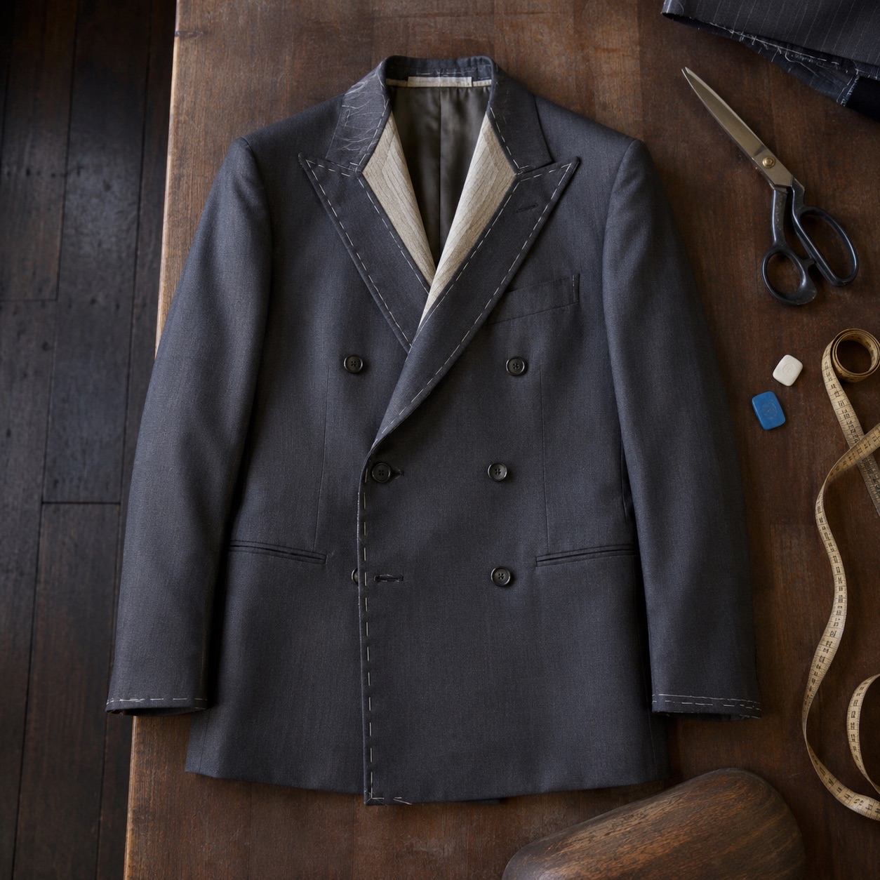 Sloe double-breasted suit jacket — Suit Jackets by CROWN TAILORING. product photograph on a white background.