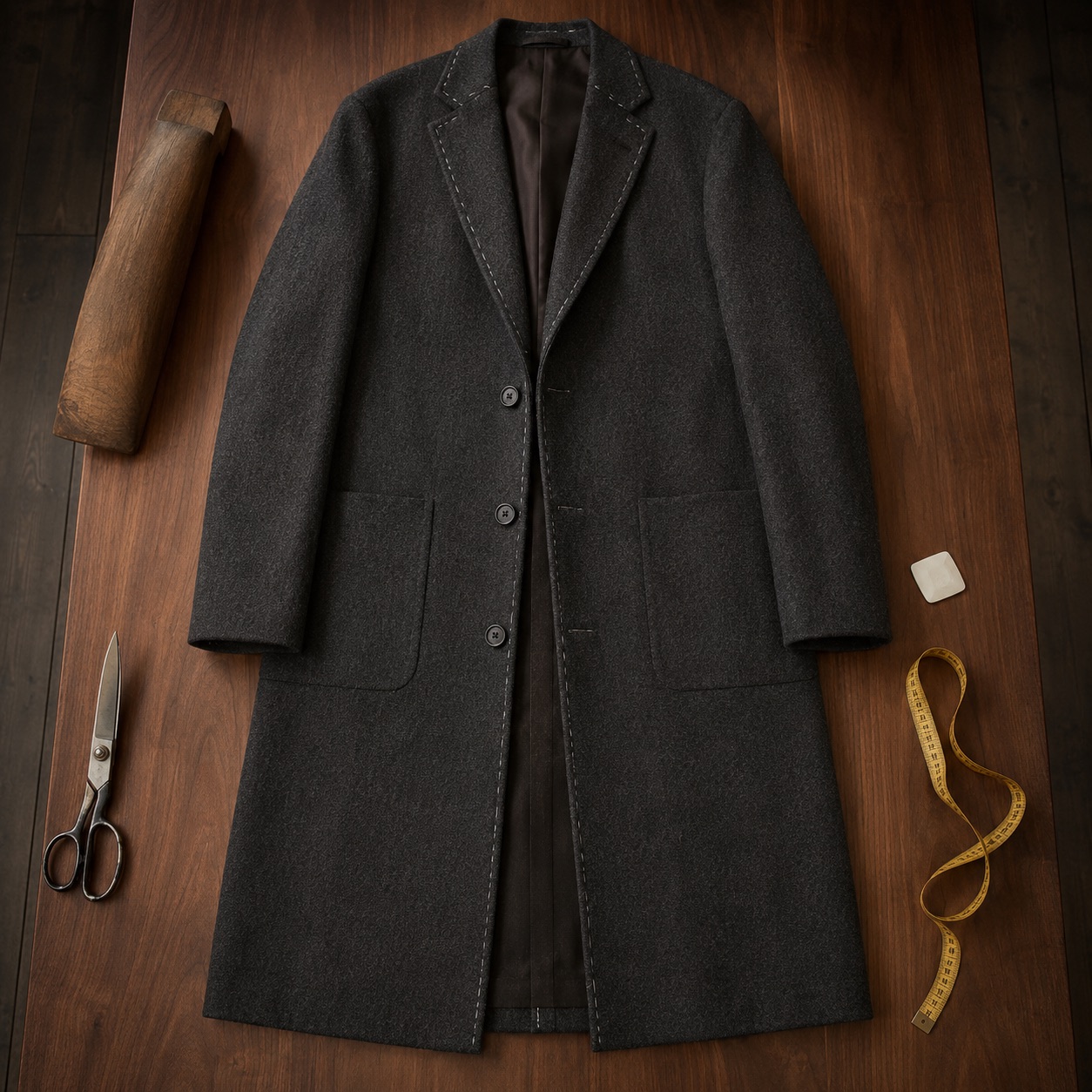 Severn long-line tailored coat jacket — Suit Jackets by CROWN TAILORING. product photograph on a white background.