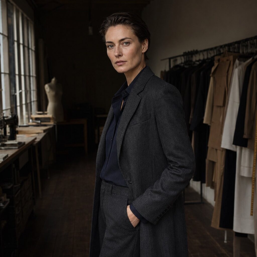 Severn long-line tailored coat jacket — Suit Jackets by CROWN TAILORING. shown worn.