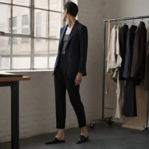 Larkspur single-breasted suit jacket — Suit Jackets by CROWN TAILORING. worn by a model.