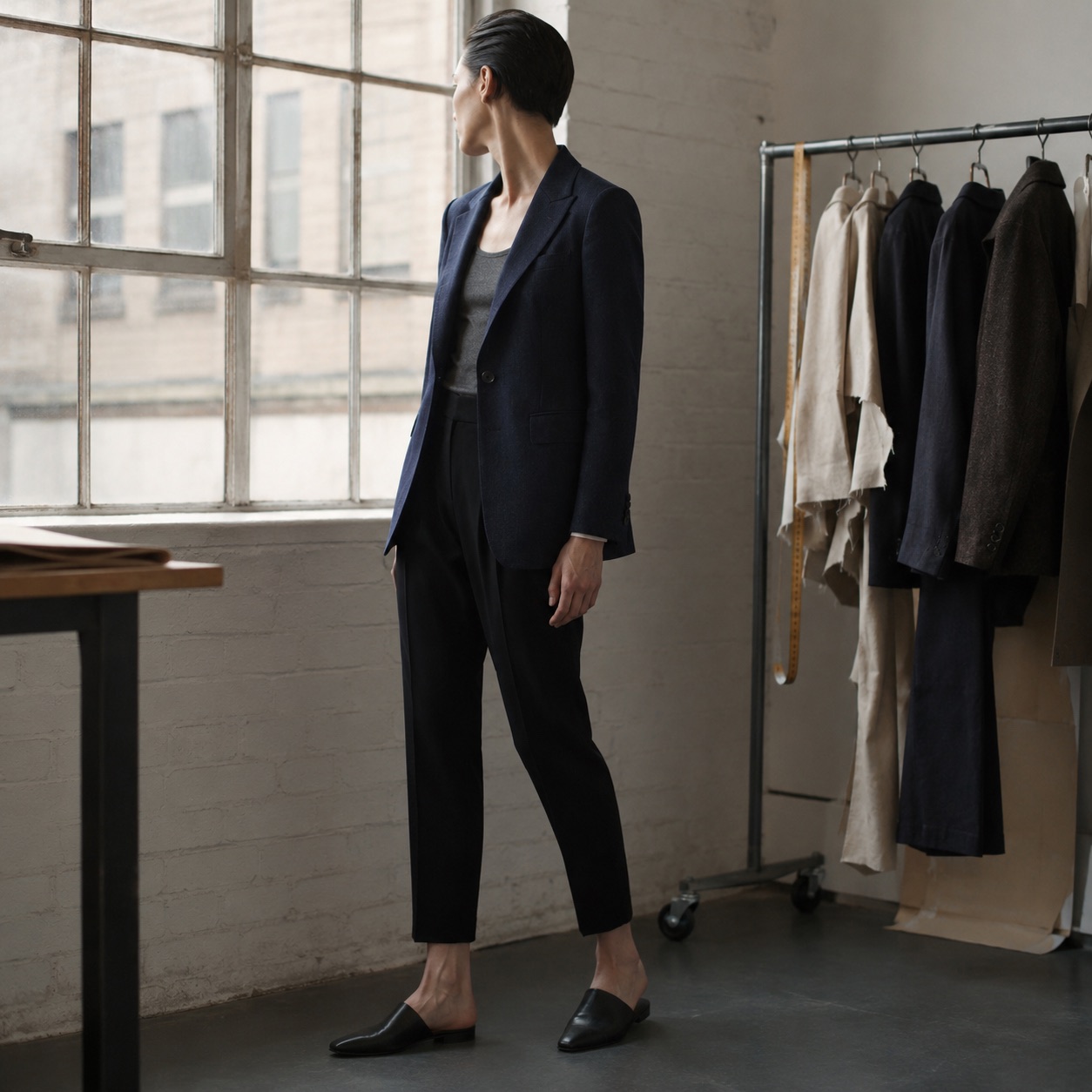 Larkspur single-breasted suit jacket — Suit Jackets by CROWN TAILORING. worn by a model.