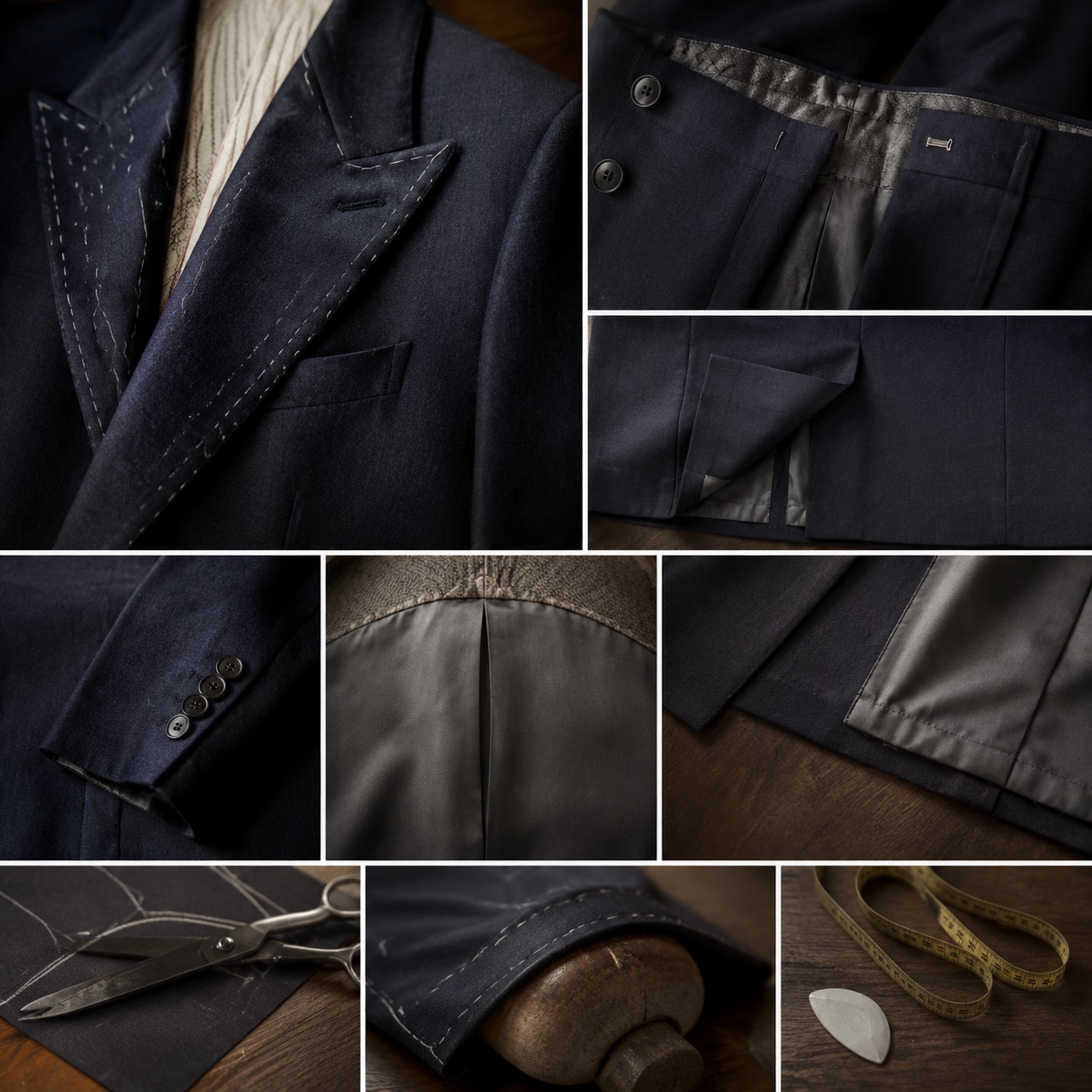 Wren double-breasted suit jacket — Suit Jackets by CROWN TAILORING. close detail of the fabric and finish.