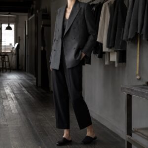 Wren double-breasted suit jacket — Suit Jackets by CROWN TAILORING. worn by a model.