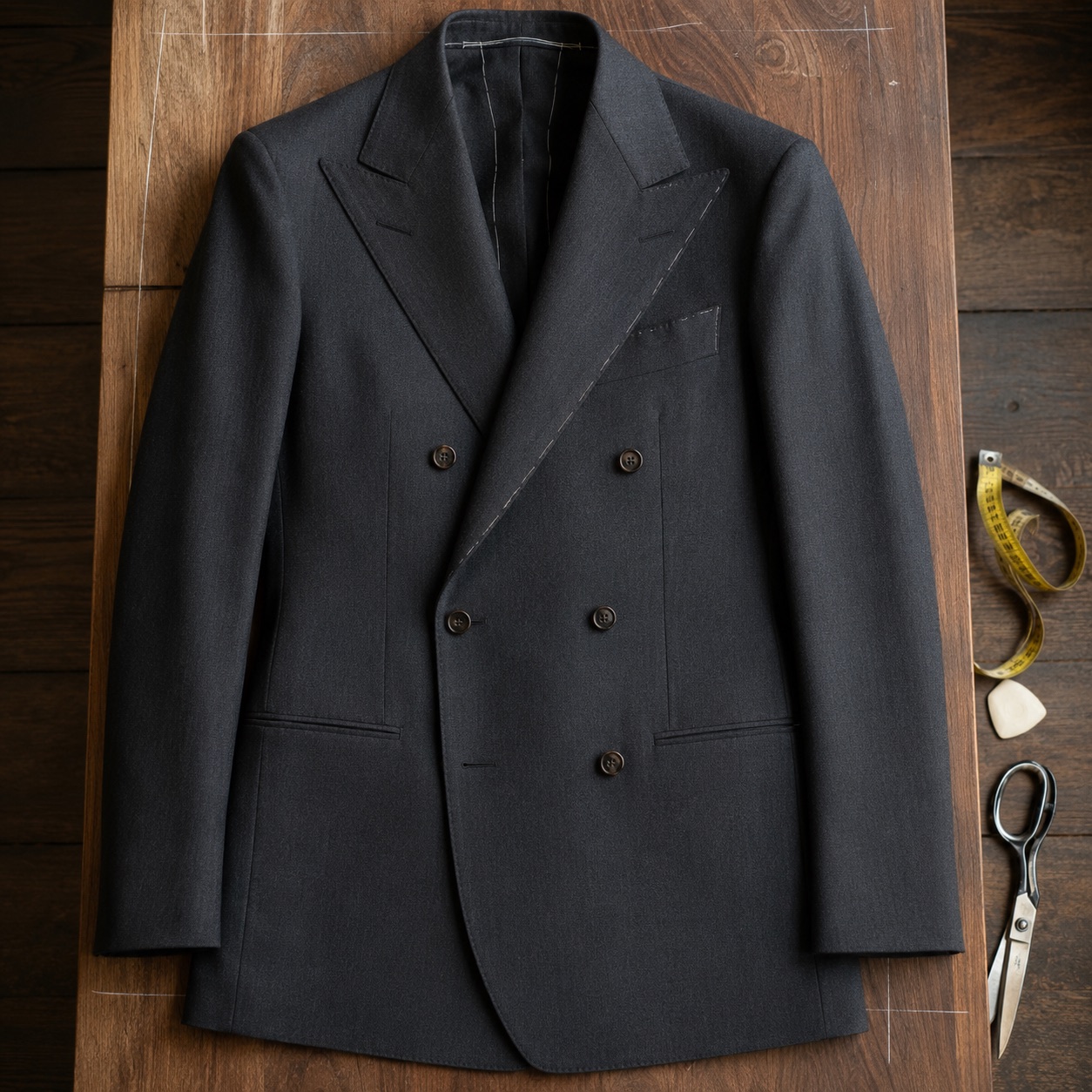Yarrow double-breasted suit jacket — Suit Jackets by CROWN TAILORING. product photograph on a white background.
