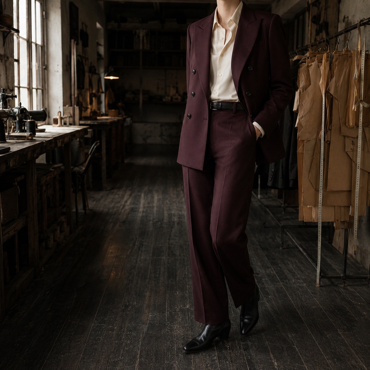 Yarrow double-breasted suit jacket — Suit Jackets by CROWN TAILORING. worn by a model.