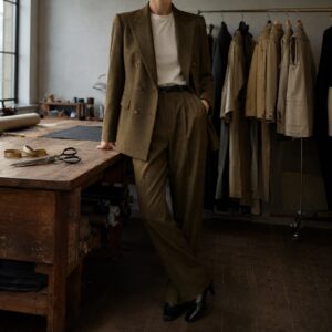 Bracken double-breasted suit jacket — Suit Jackets by CROWN TAILORING. worn by a model.