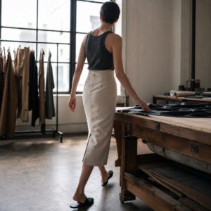 Holborn pencil skirt — Tailored Skirts by CROWN TAILORING. worn by a model.