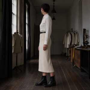 Yarrow pencil skirt — Tailored Skirts by CROWN TAILORING. worn by a model.