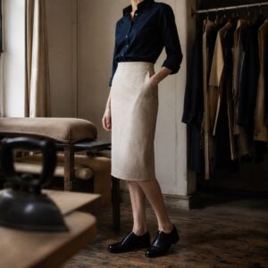 Hawthorn pencil skirt — Tailored Skirts by CROWN TAILORING. worn by a model.