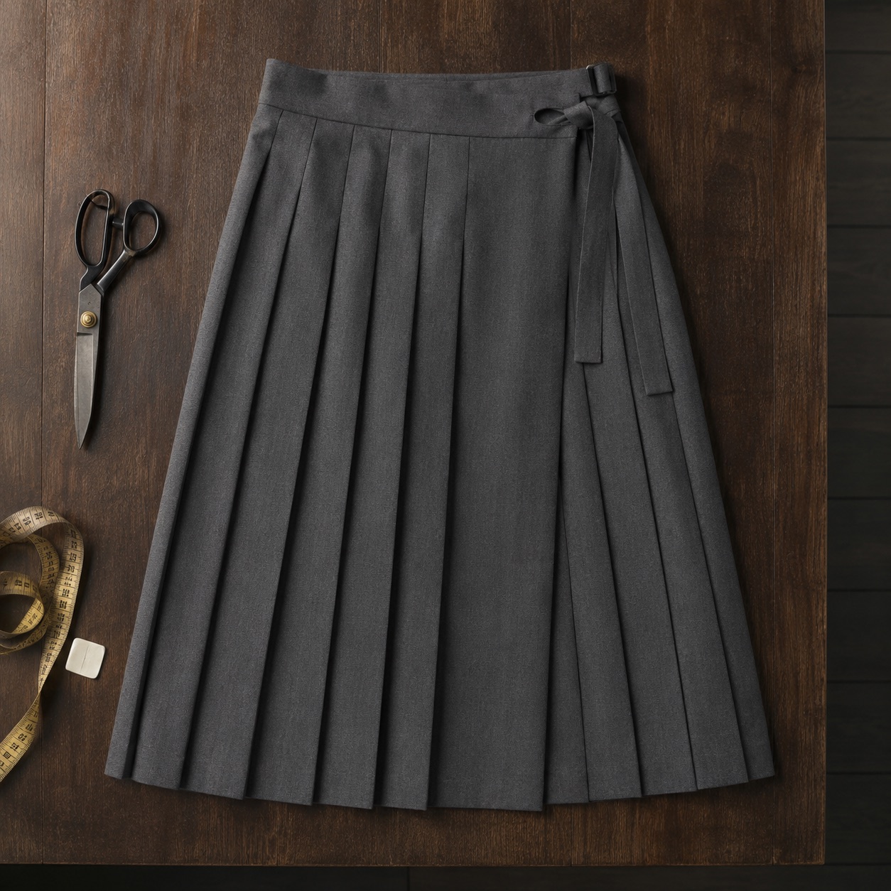 Fitzrovia box-pleated wrap skirt — Tailored Skirts by CROWN TAILORING. product photograph on a white background.