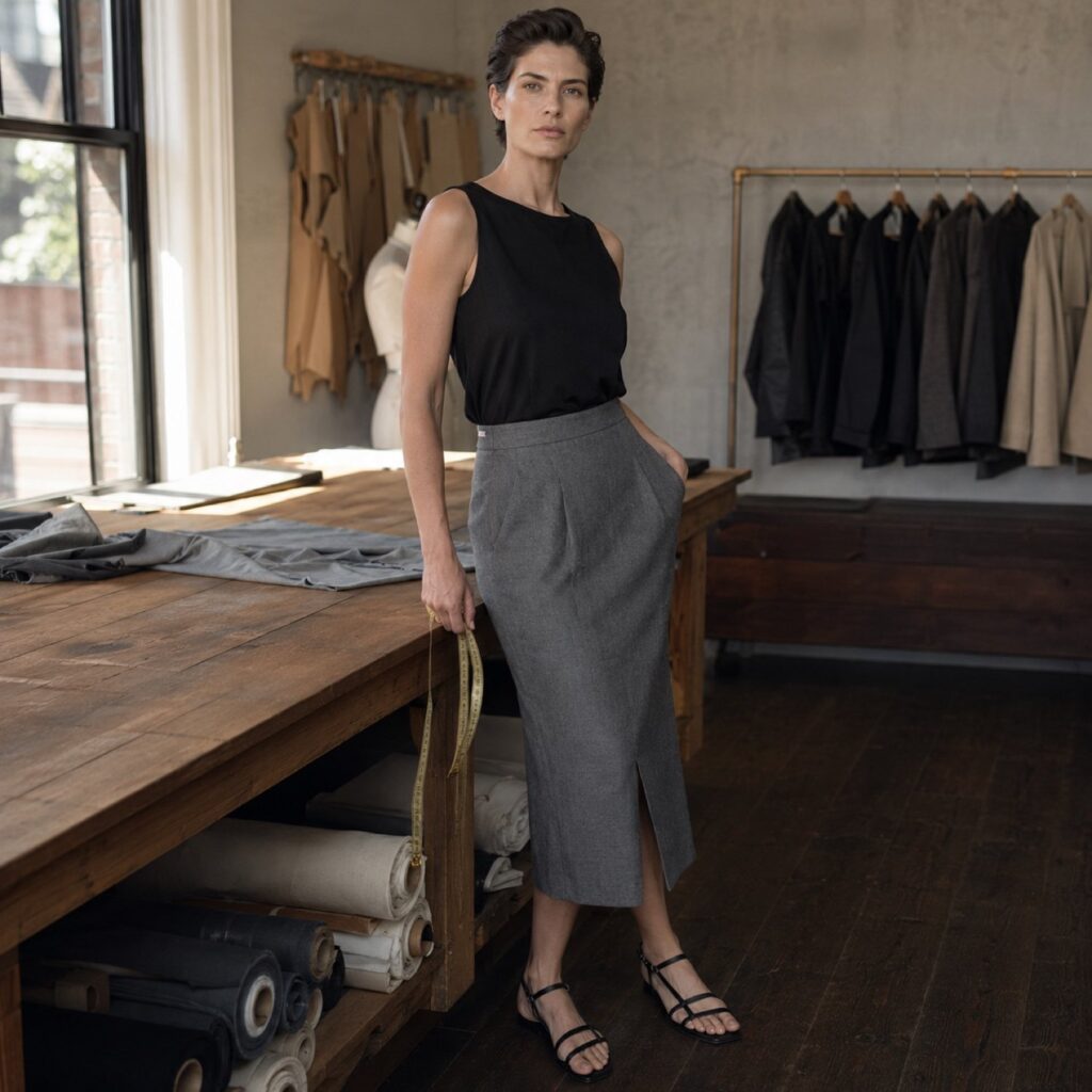 Chiltern pencil skirt — Tailored Skirts by CROWN TAILORING. shown worn.