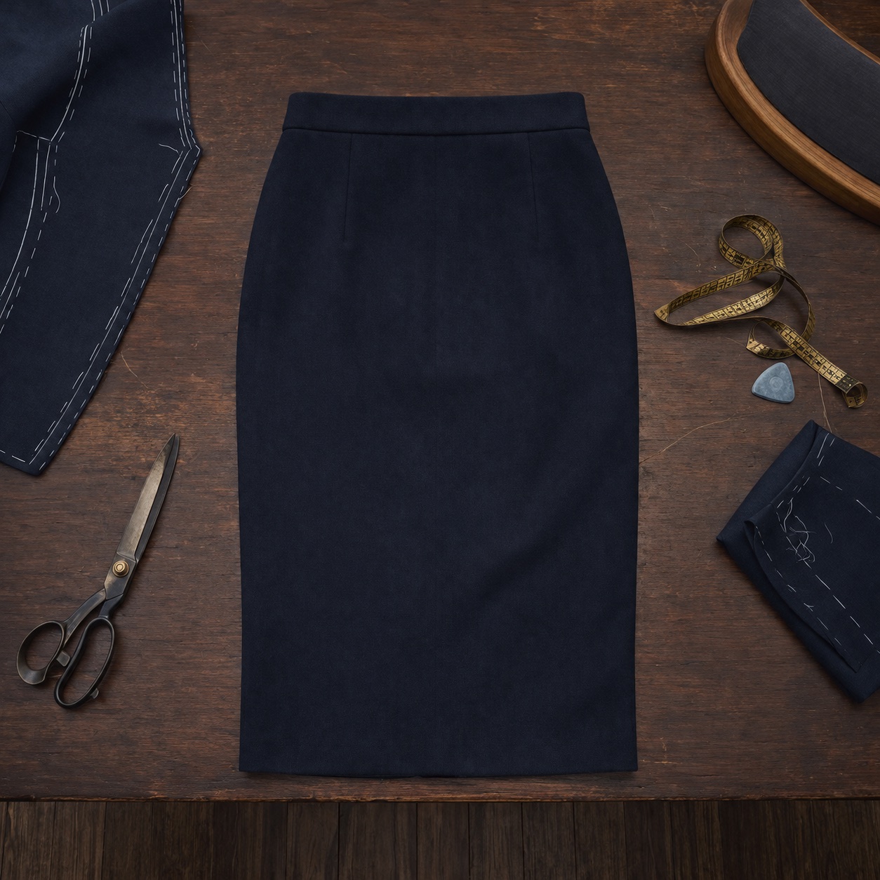 Clerkenwell pencil skirt — Tailored Skirts by CROWN TAILORING. product photograph on a white background.