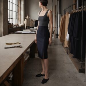 Pimlico pencil skirt — Tailored Skirts by CROWN TAILORING. worn by a model.