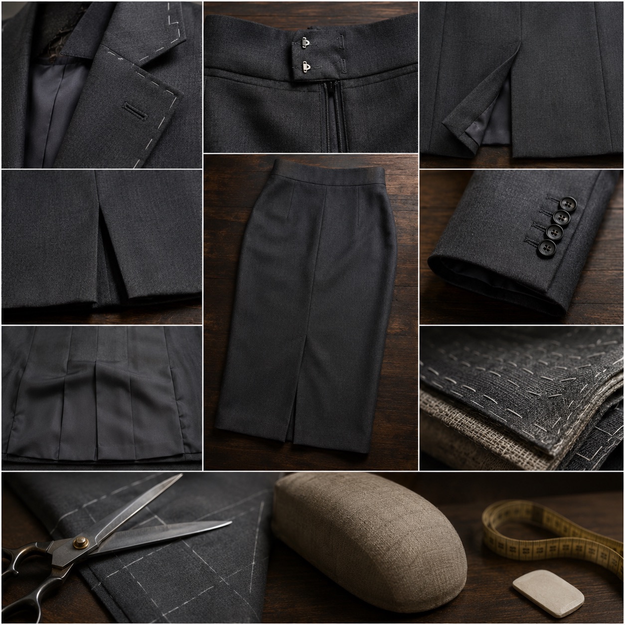 Thornbury pencil skirt — Tailored Skirts by CROWN TAILORING. close detail of the fabric and finish.