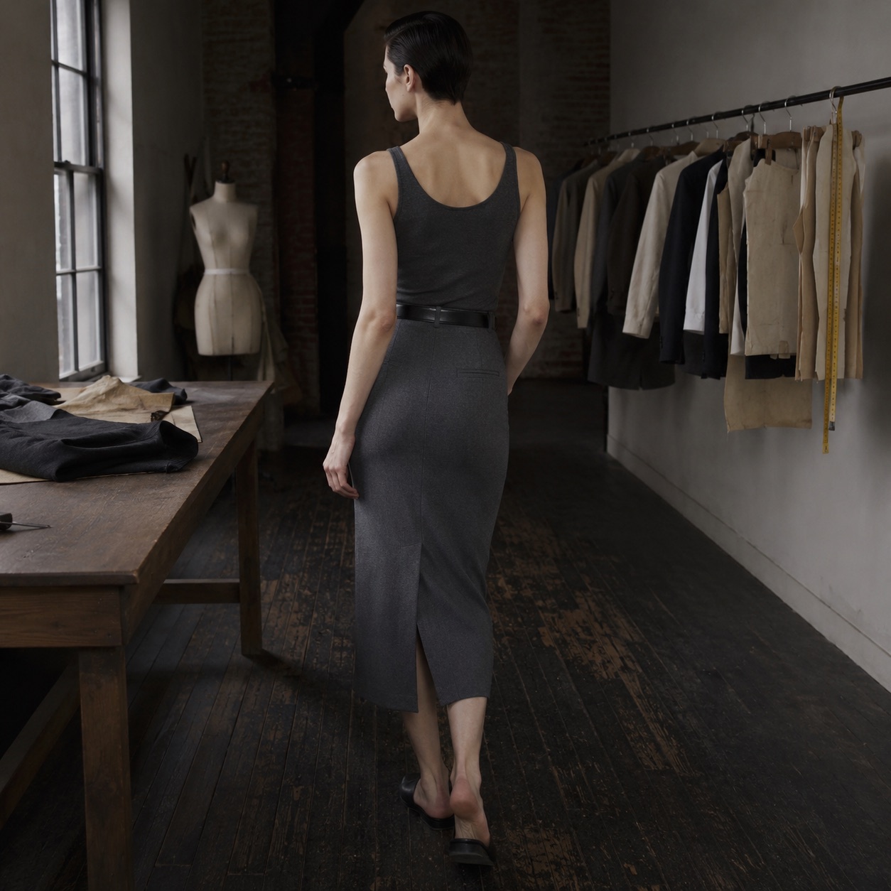 Thornbury pencil skirt — Tailored Skirts by CROWN TAILORING. worn by a model.
