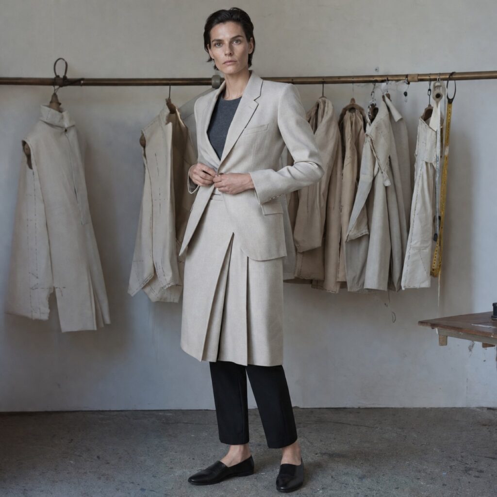 Ashdown box-pleated wrap skirt — Tailored Skirts by CROWN TAILORING. shown worn.