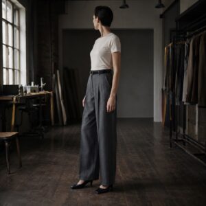 Bracken wide-leg tailored trousers — Tailored Trousers by CROWN TAILORING. worn by a model.