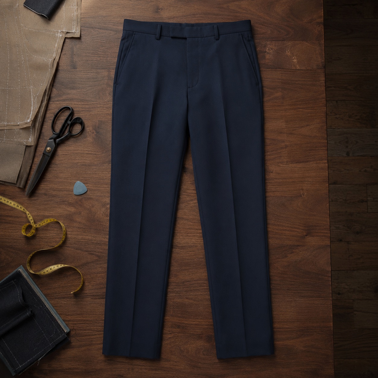 Ashdown straight-leg tailored trousers — Tailored Trousers by CROWN TAILORING. product photograph on a white background.